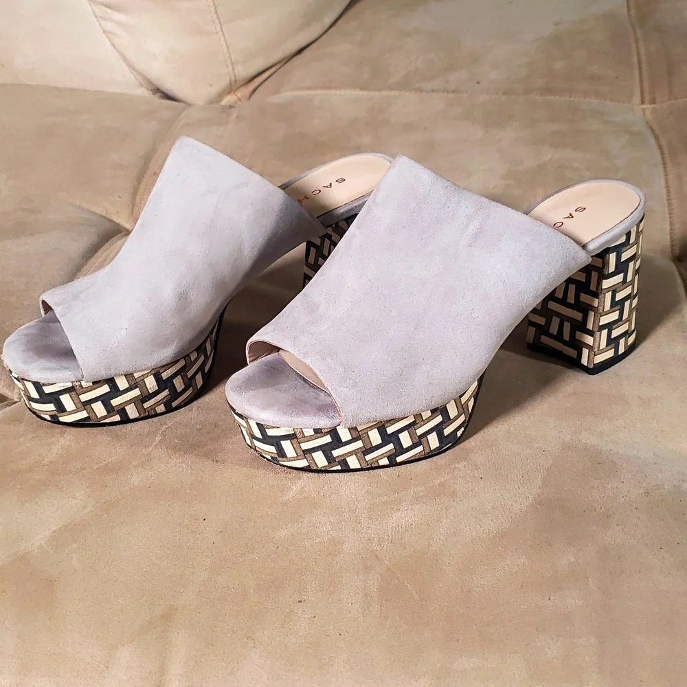 Sacha London gray suede platform clogs - Picture 1 of 6